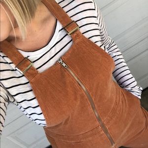 Corduroy Orange Flare Overalls